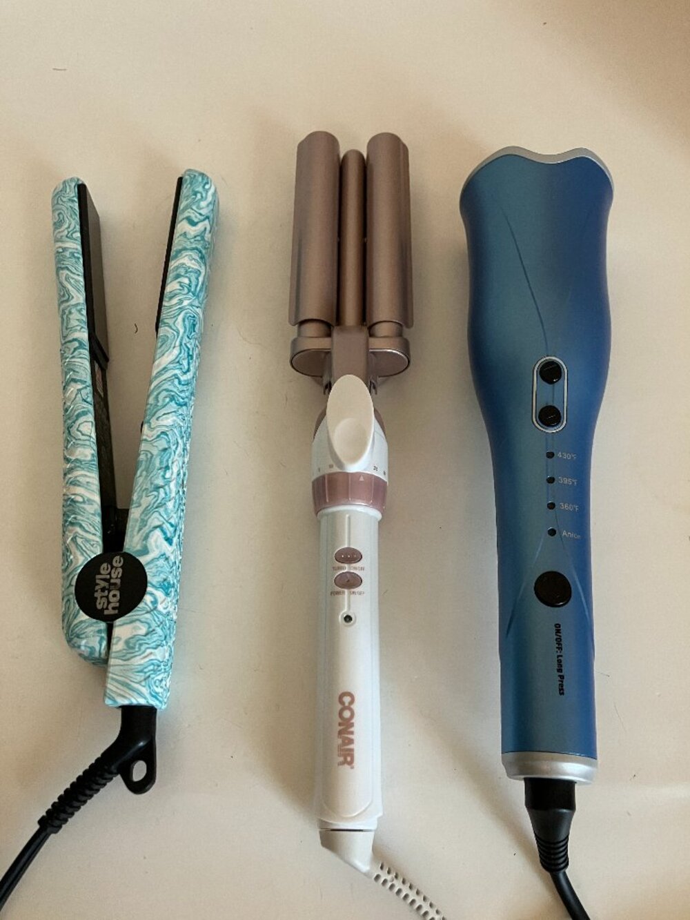 Lot of 3 Hair Styling Tools Flat Irons Curling Wands TESTED/WORKING